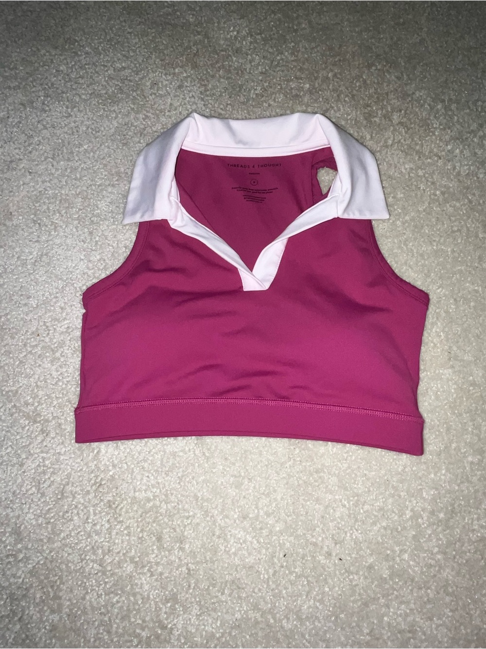 Threads 4 Thought Two-Tone Pink Polo Crop Top w/ Bra Pads